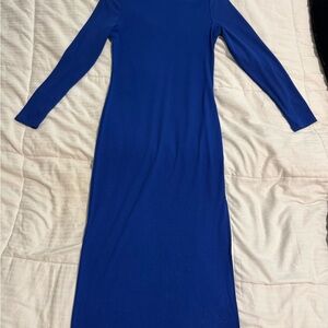 Elegant Blue Long Sleeve Dress